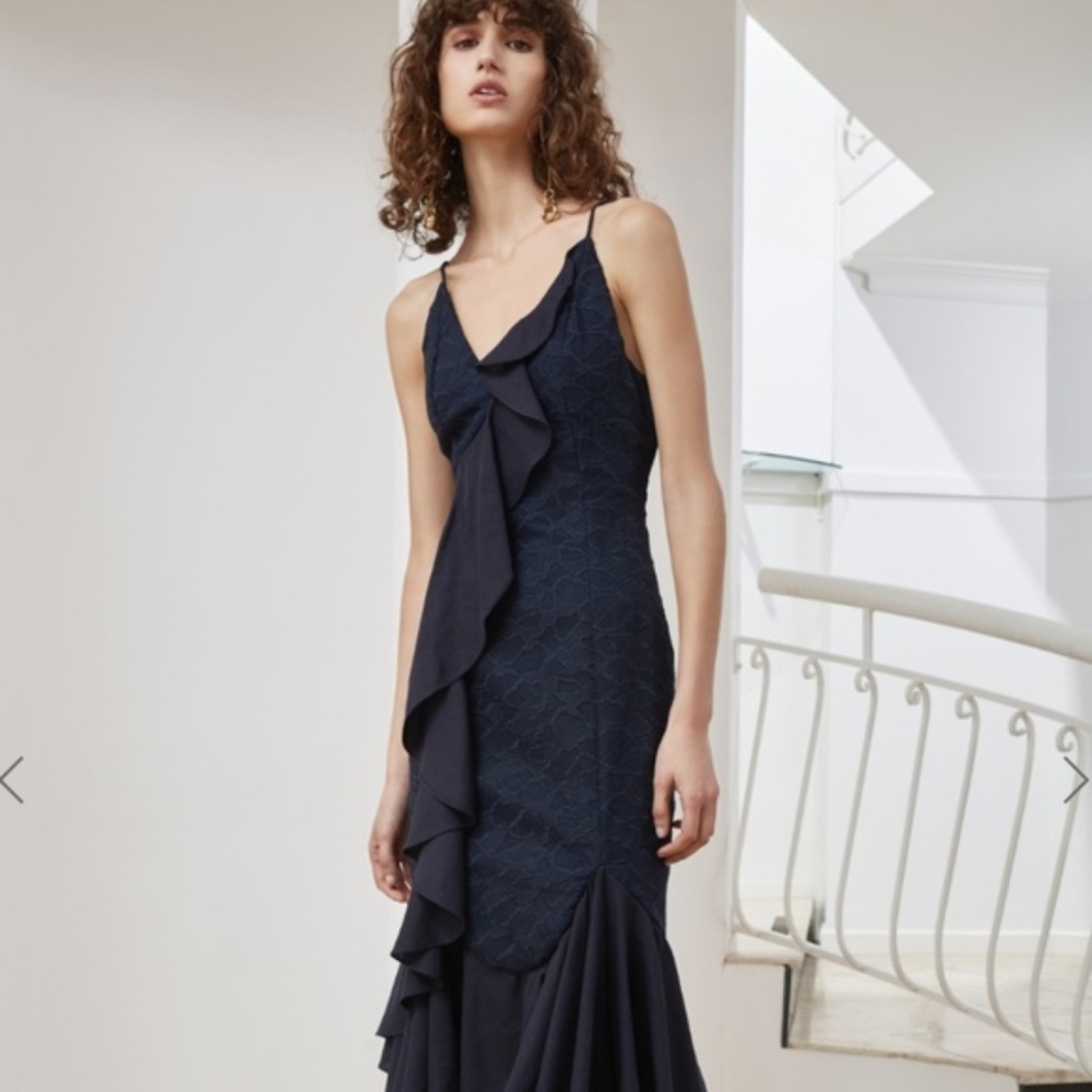 C/Meo Collective  Phase navy ruffle midi dress - Picture 3 of 6